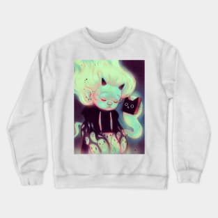 Pale Girl and Very Suspicious Cat Crewneck Sweatshirt
